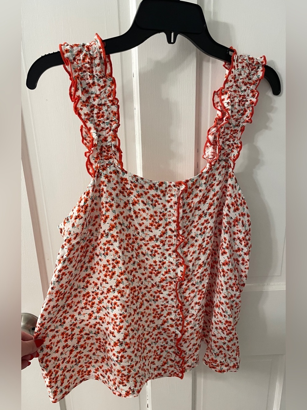 Topshop Red Floral Ruffle Tank - Picture 5 of 8
